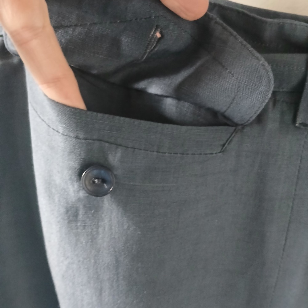 Max Mara Women's Size 2 Gray Button Back Midi Skirt Linen Silk Tie Waist - Picture 16 of 16
